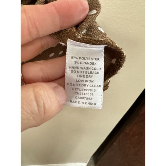 Monteau Womens Brown Blouse Medium Sleeveless polka dot wrap around polyester - Picture 5 of 7